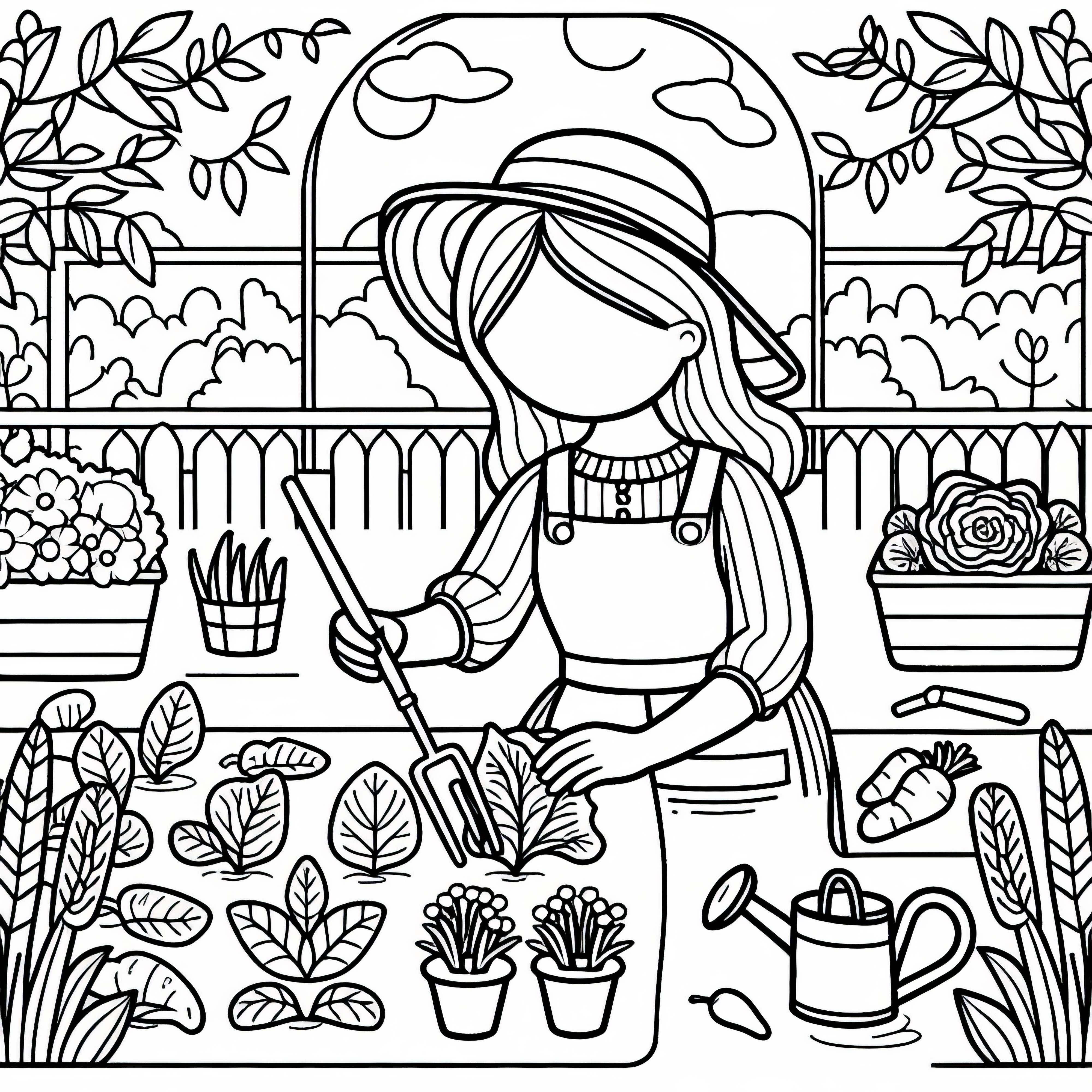 Tukang kebun menanam sayuran di rumah kaca - Template gambar gratis Tukang kebun menanam sayuran di rumah kaca - Buku gambar gratis