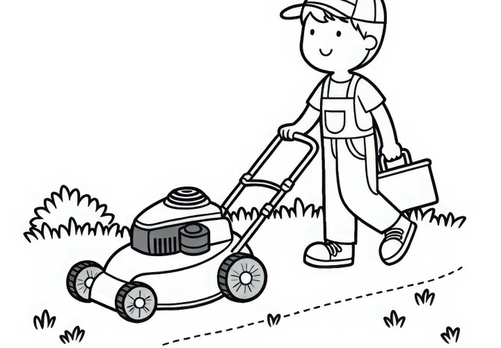 Dibujo para colorear de un cortacésped para jardineros - Descarga gratuita