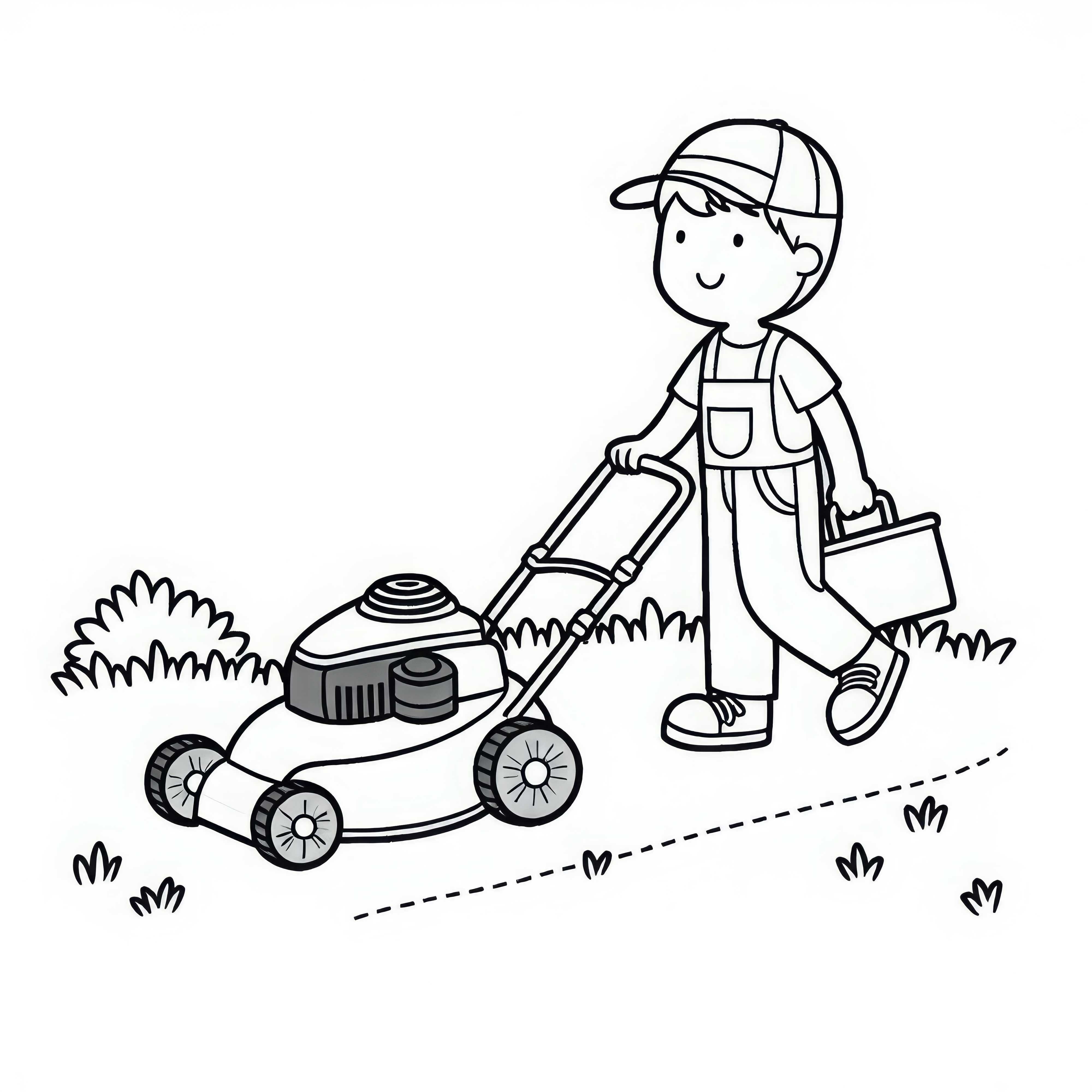 Gambar mewarnai pemotong rumput untuk tukang kebun - Unduhan gratis