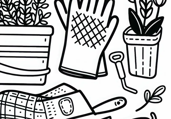 Gartenhandschuhe für Gärtner – Ausmalbild kostenlos