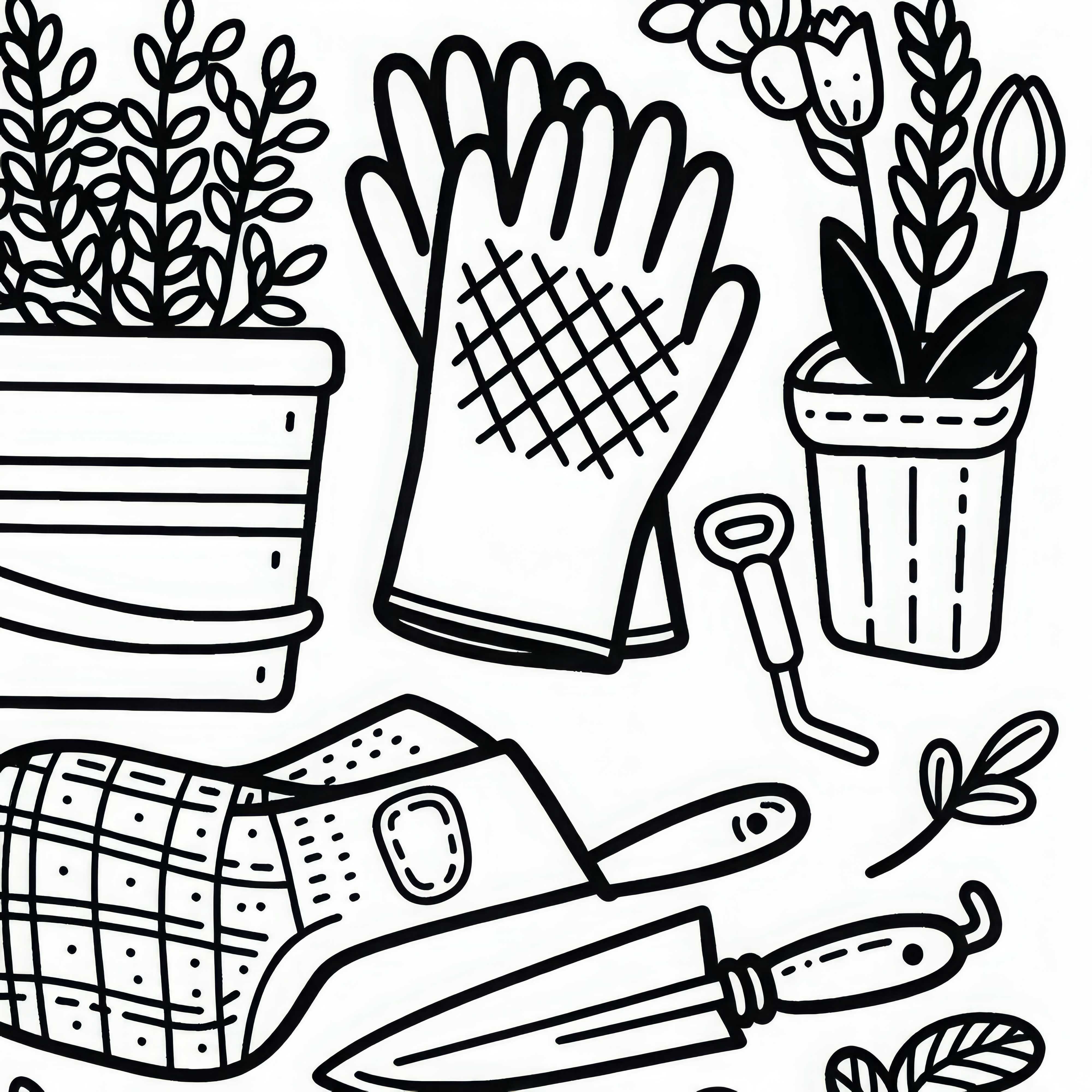 Gartenhandschuhe für Gärtner – Ausmalbild kostenlos