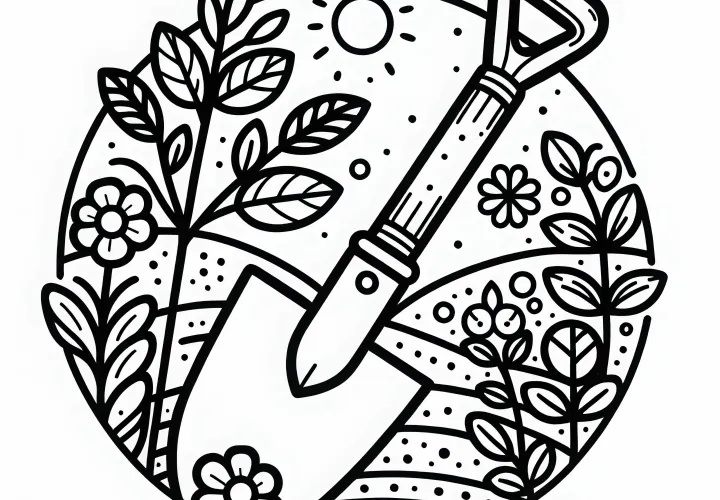 Dibujo para colorear de pala para jardineros gratis
