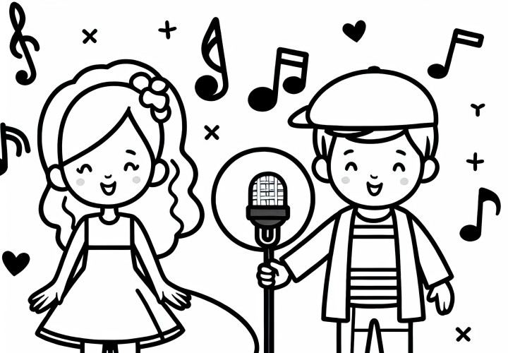Plantilla para colorear de cantante fácil y gratuita Plantilla de dibujo de cantante fácil y gratis