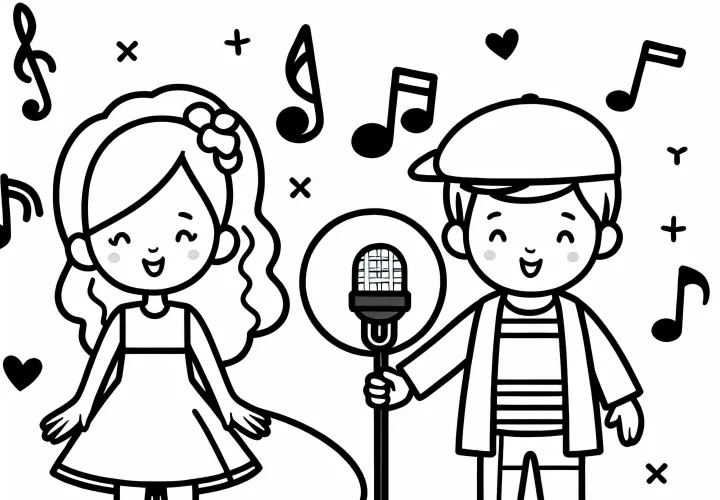 Plantilla de dibujo de cantante fácil y gratis