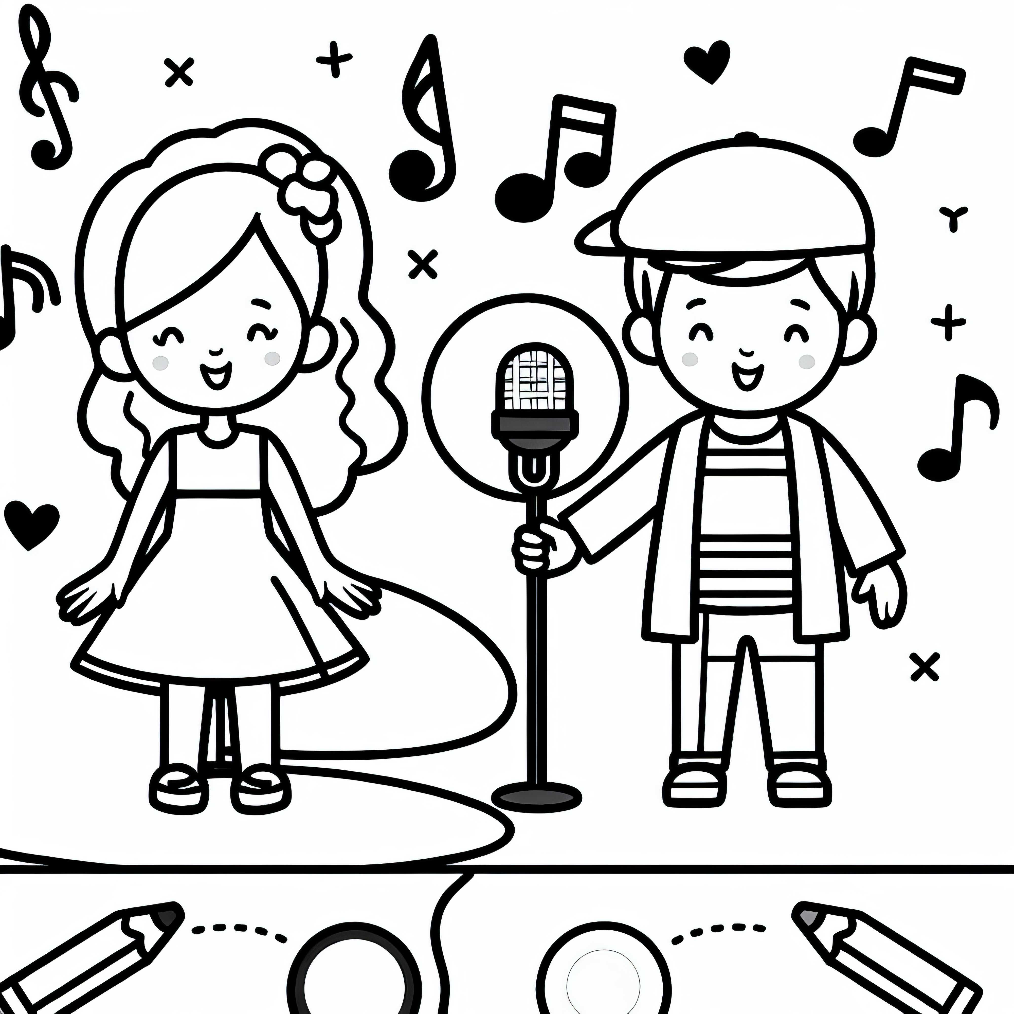 Plantilla para colorear de cantante fácil y gratuita