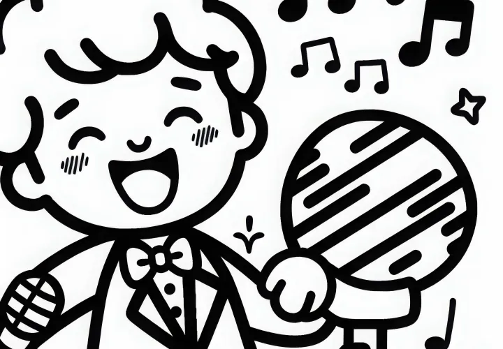 Dibujo para colorear de cantante - Plantilla para colorear simple para imprimir y descarga gratuita