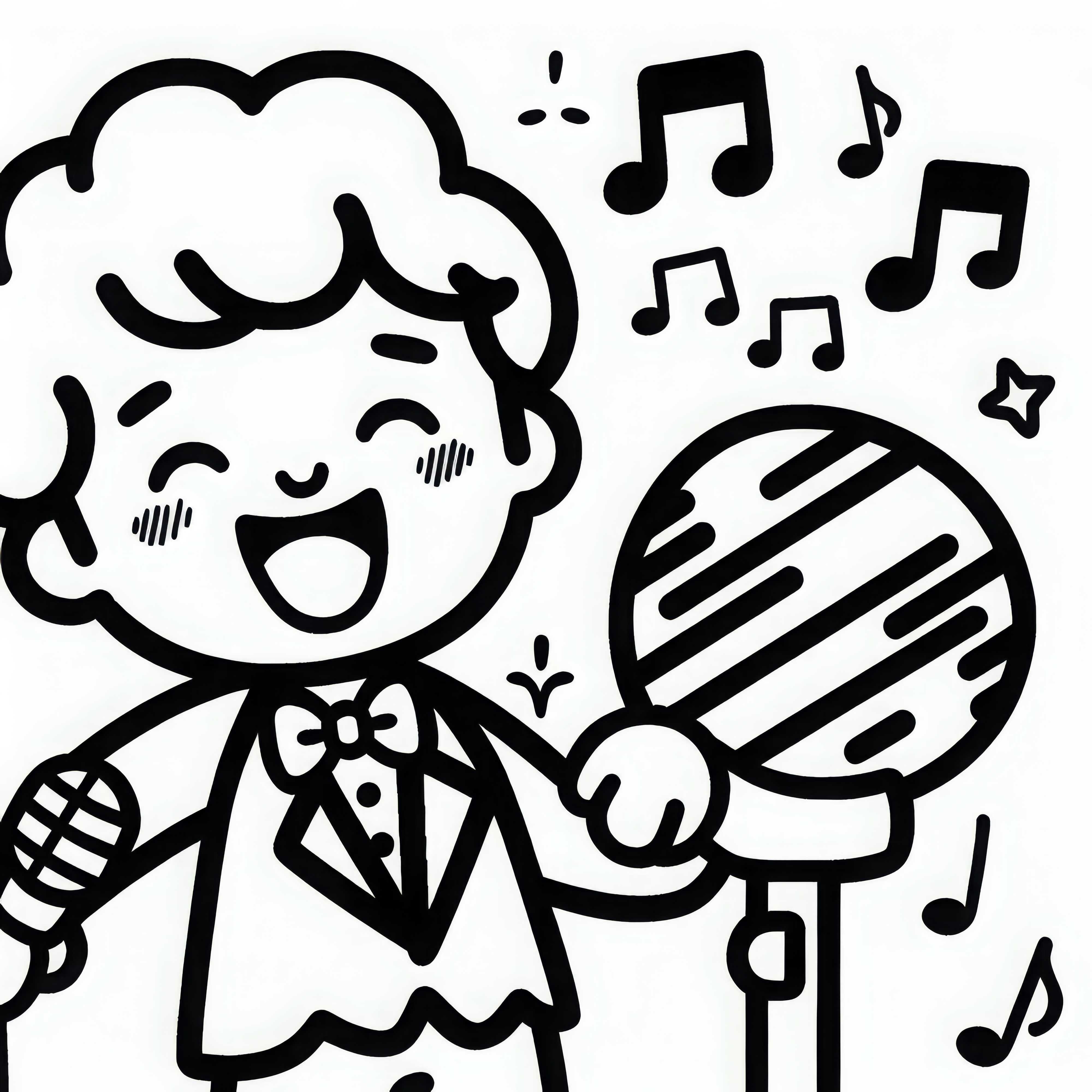 Dibujo para colorear de cantante - Plantilla de colorear sencilla para imprimir y descarga gratuita