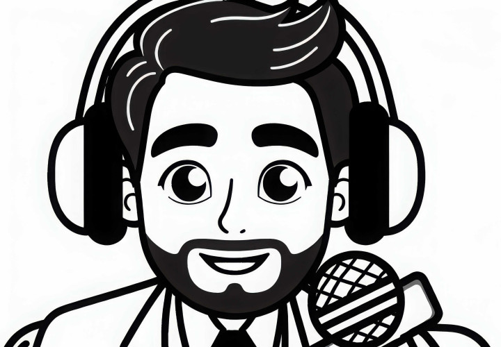Cantante con auriculares en entrevista - Plantilla de colorear gratuita Cantante con auriculares en entrevista - Plantilla para colorear gratuita