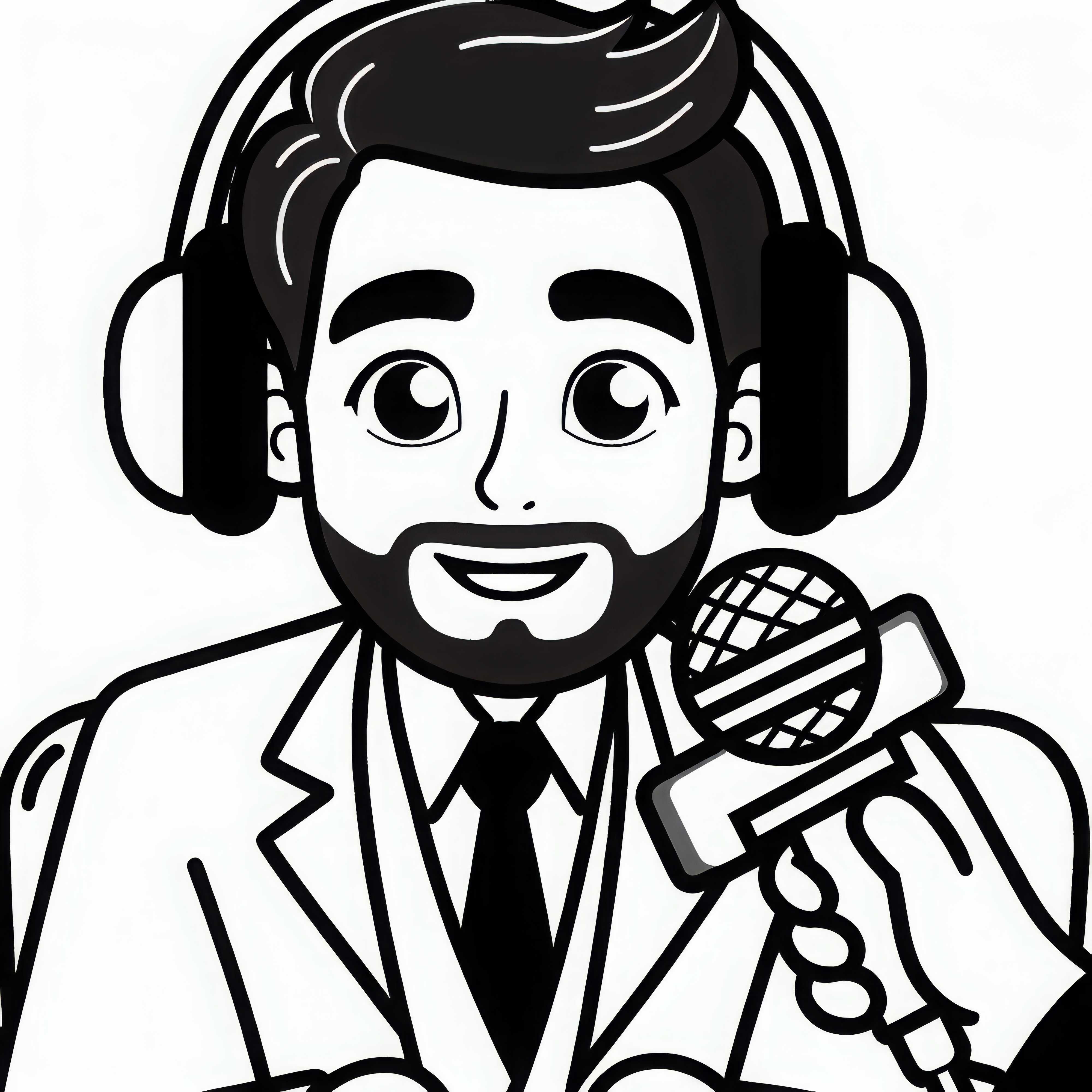 Cantante con auriculares en una entrevista – Plantilla para colorear gratis