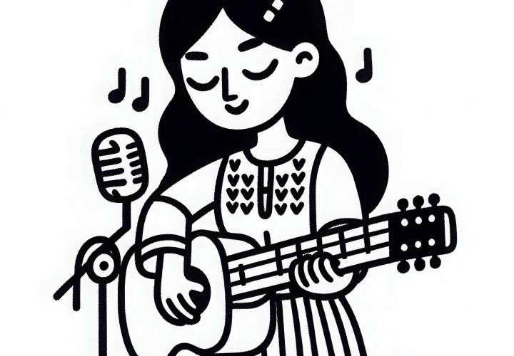 Cantante con guitarra como dibujo para colorear gratis Cantante con guitarra para colorear gratis