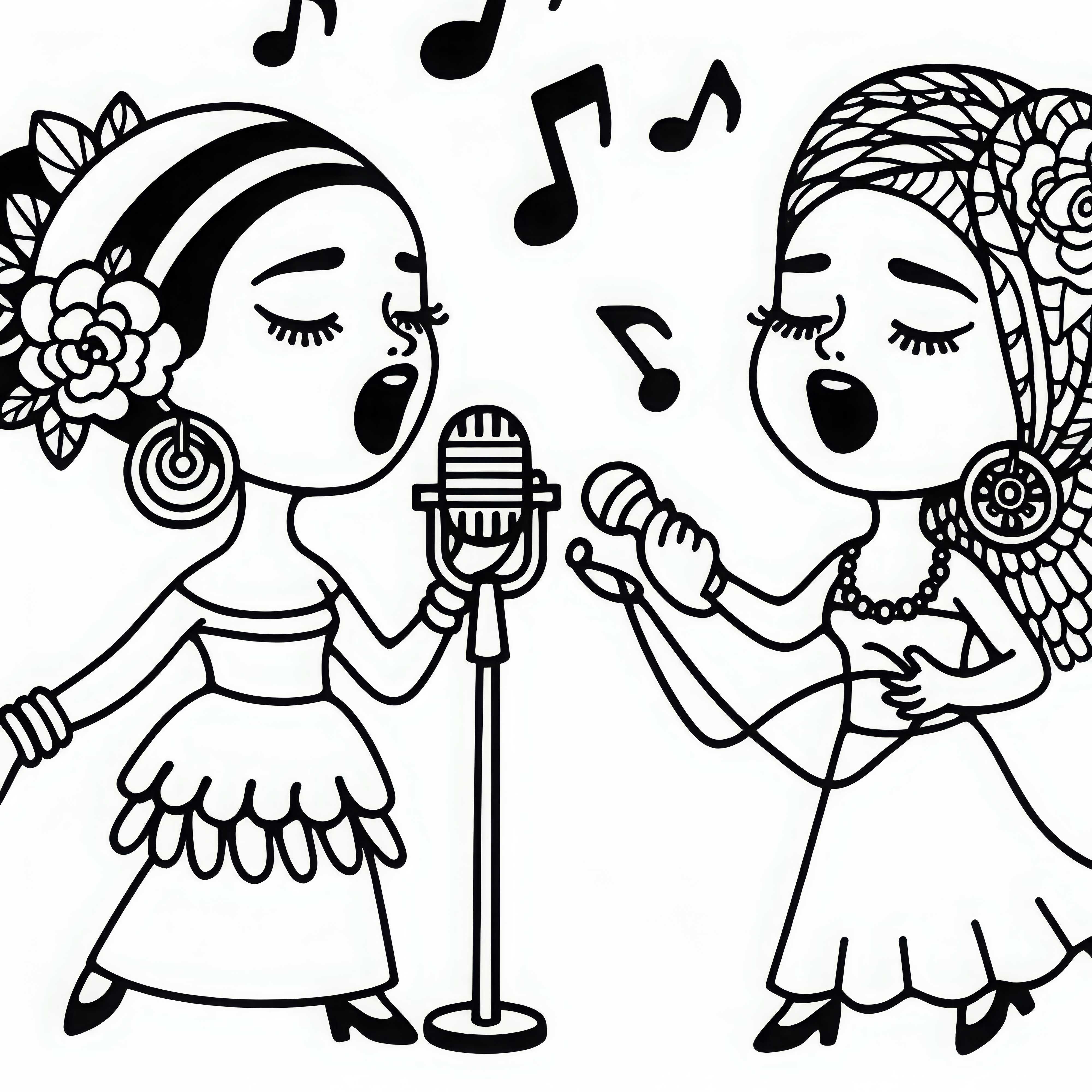 Cantantes en improvisaciones musicales - Plantilla de color gratuita