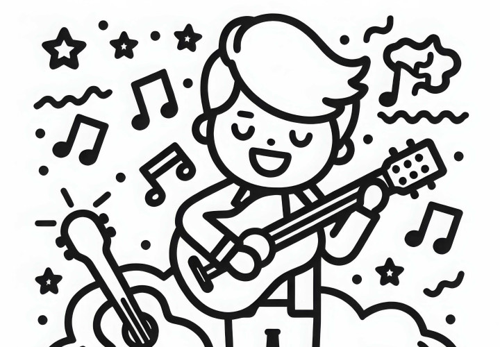 Guitarra para cantantes – Plantilla para colorear gratuita Guitarra para cantantes – Plantilla de dibujo gratuita