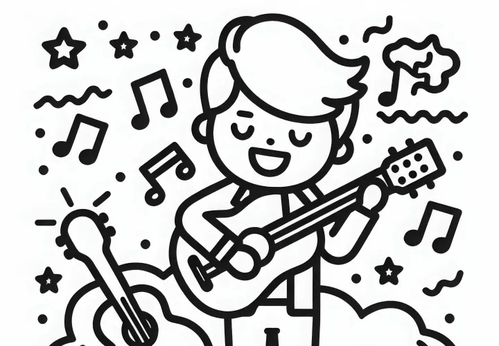 Guitarra para cantantes – Plantilla de dibujo gratuita
