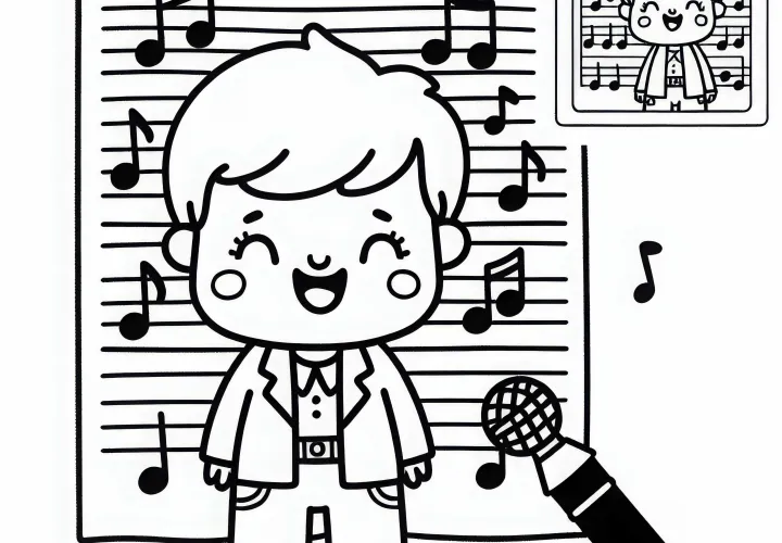Dibujo para colorear de cantante - Plantilla de coloración gratuita para descargar