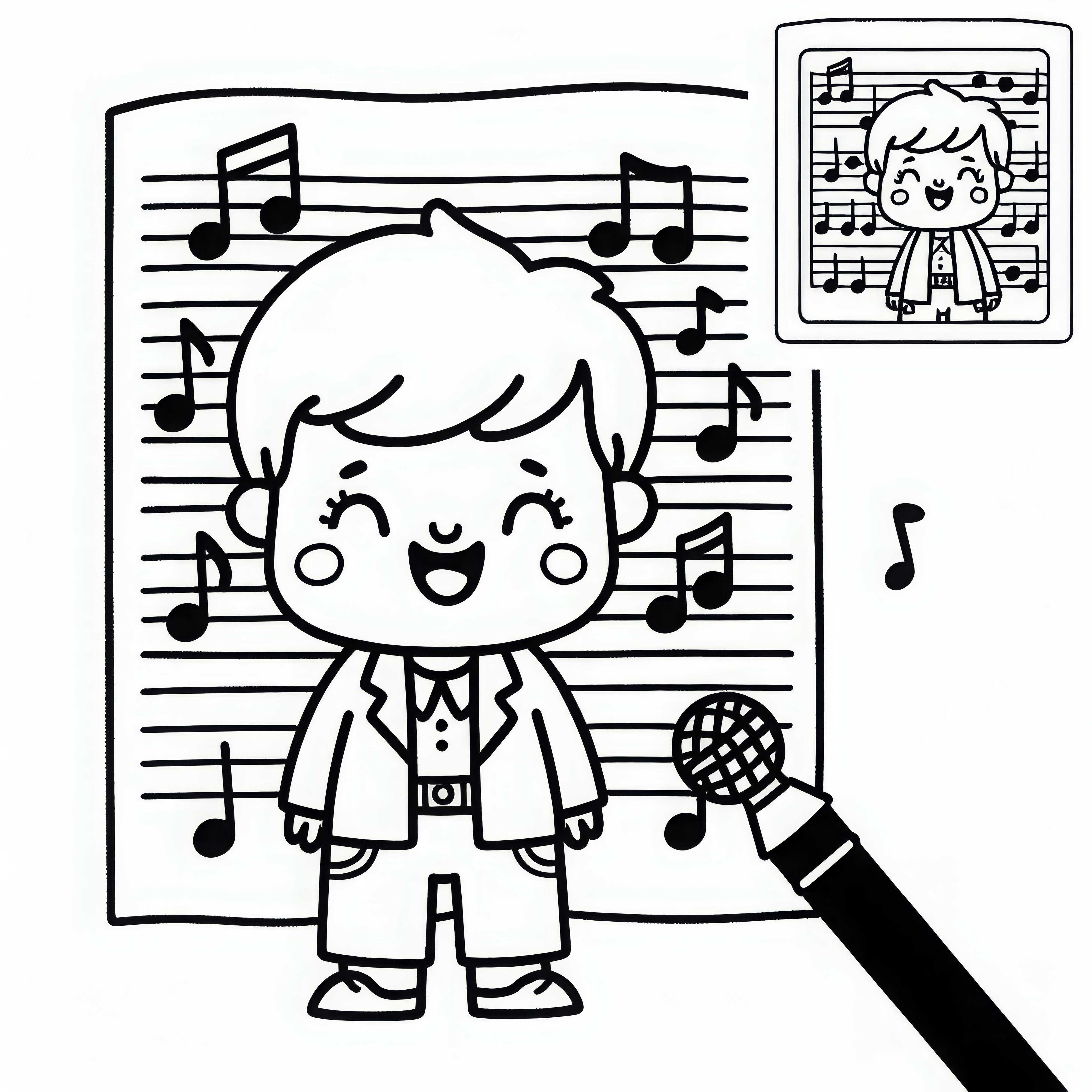 Dibujo para colorear de cantante - Plantilla de coloración gratuita para descargar