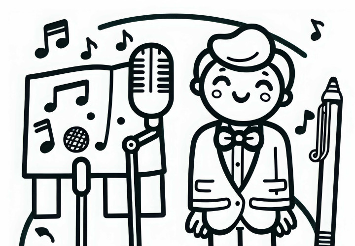 Micrófono con soporte para un cantante - dibujo para colorear gratuito Micrófono con soporte para un cantante - Dibujo para colorear gratuito