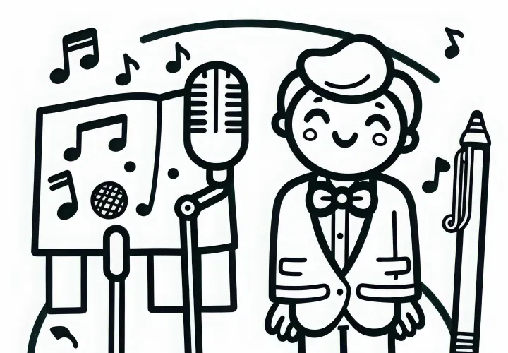 Micrófono con soporte para un cantante - Dibujo para colorear gratuito