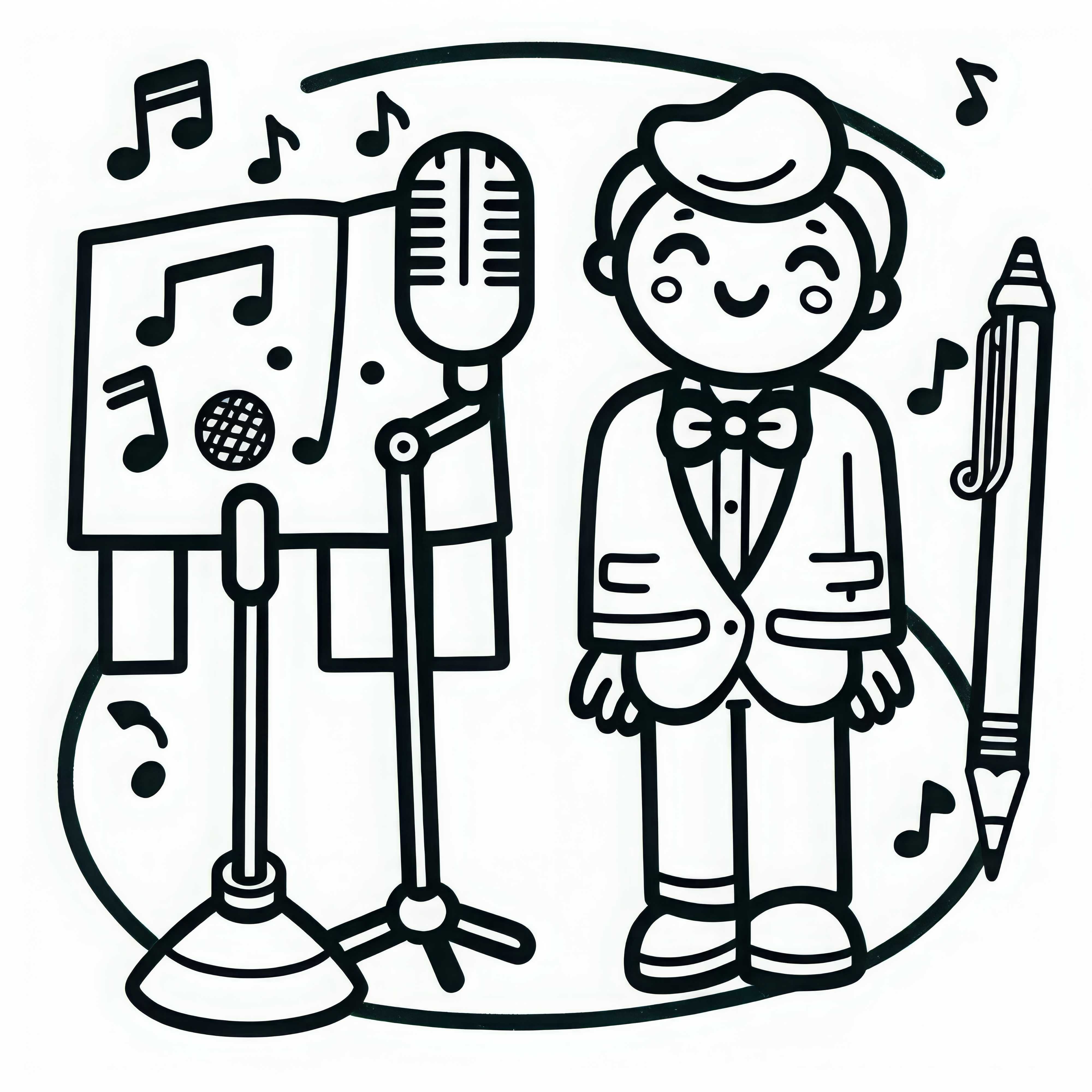 Micrófono con soporte para un cantante - Dibujo para colorear gratis