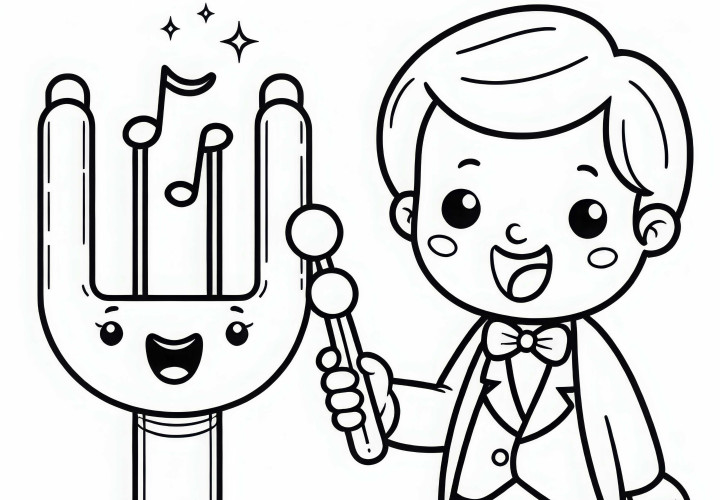 Diapasón para cantantes - Dibujo para colorear gratis Tenedor de afinación para cantantes – Dibujo para colorear gratis