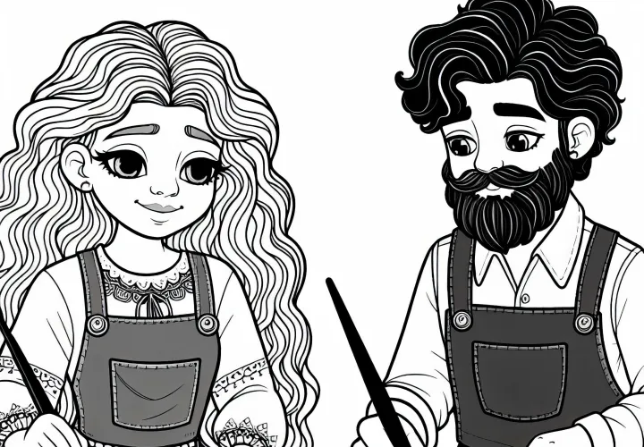 Pelukis sedang mencampurkan warna di palet - Template menggambar gratis