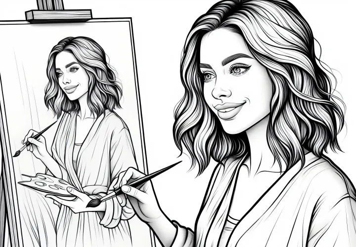 Gambar Mewarnai Pelukis Sederhana Gratis - Sekarang Unduh dan Warnai