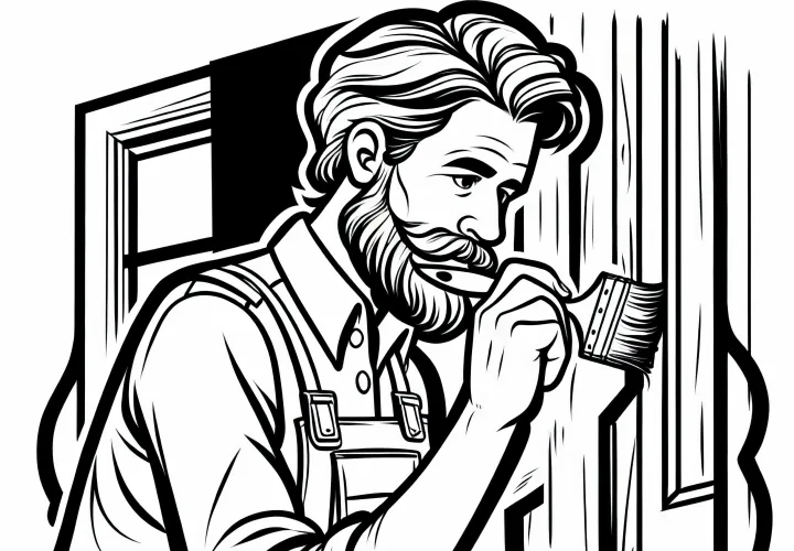 Pelukis mengecat pintu – Gambar pewarnaan gratis untuk diunduh