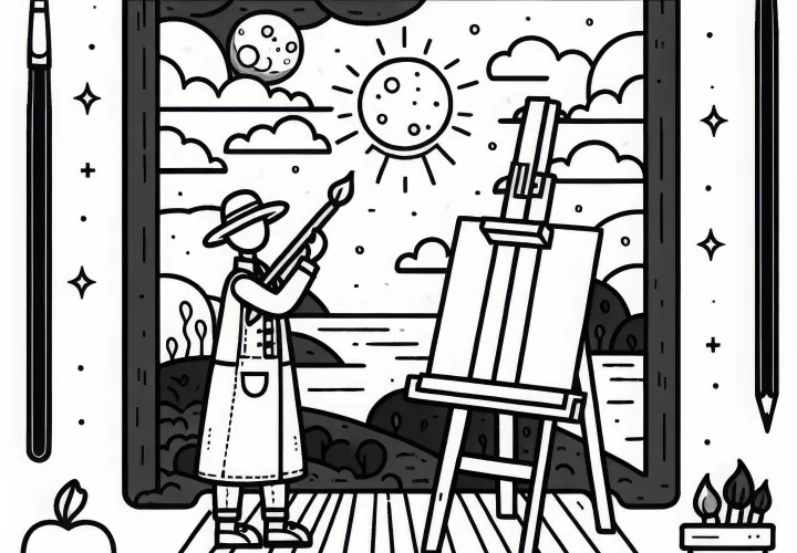 Kanvas seorang pelukis - Template menggambar gratis