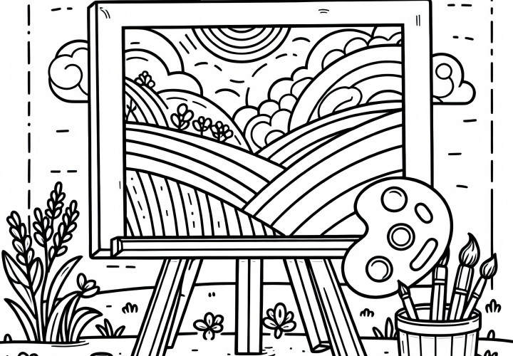 Leinwand eines Malers – Kostenloses Ausmalbild Leinwand eines Malers – Kostenloses Ausmalbild