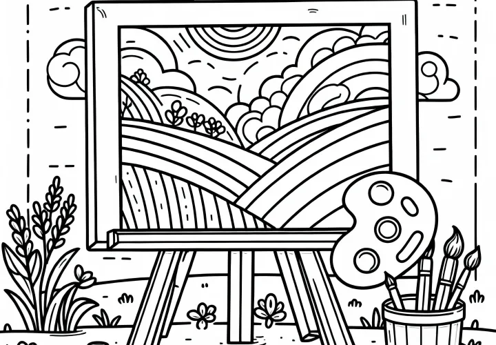 Kanvas seorang pelukis - Gambar mewarnai gratis