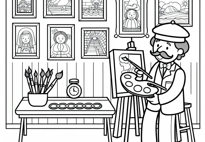 Galeri dengan gambar yang dipamerkan dari seorang pelukis - Template gambar gratis