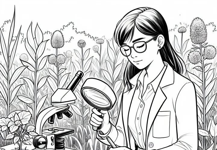 Forsker ved analyse af planteprøver i det fri – Malebillede gratis