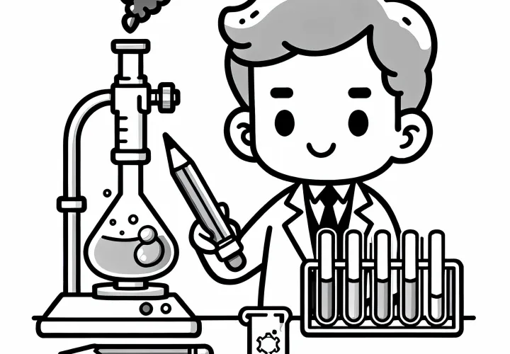 Bunsenbrænder af en forsker som udmalingsbillede gratis at downloade