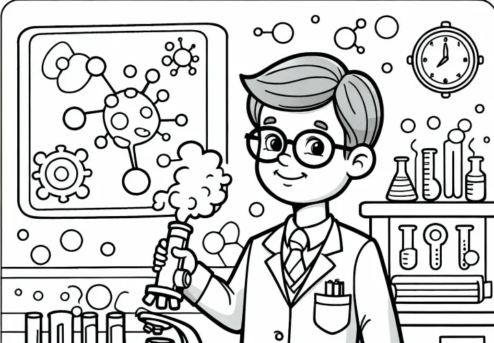 Forskerens labor - Udmalingsbillede til download