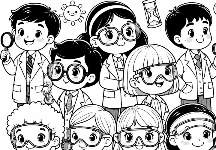 Børn, der klæder sig ud som forskere – Malerark simpelthen gratis