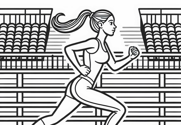 Athlete running on race track - free coloring page to download Athlete running on racetrack - Download coloring page for free