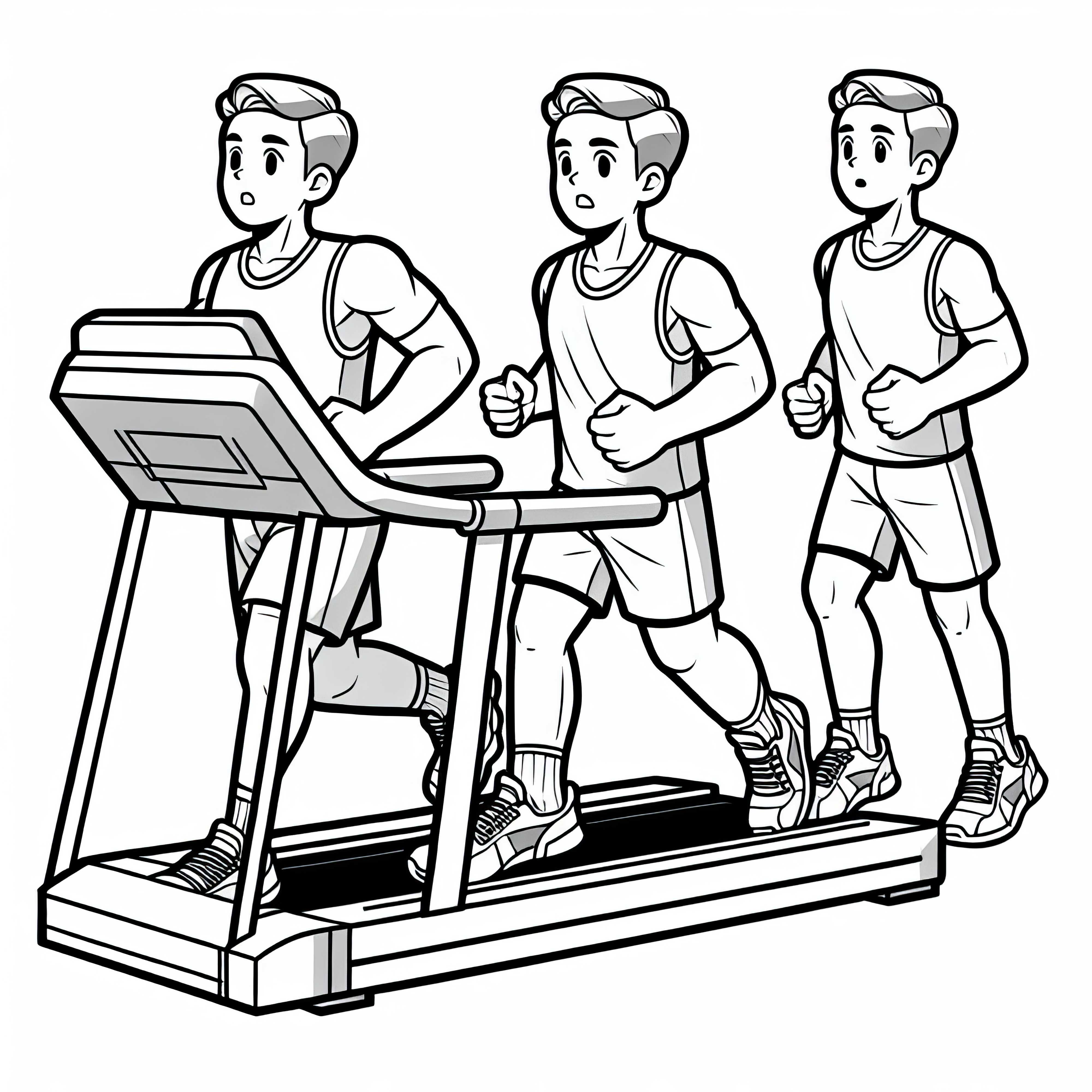 Athlete training on treadmill - Coloring page free of charge