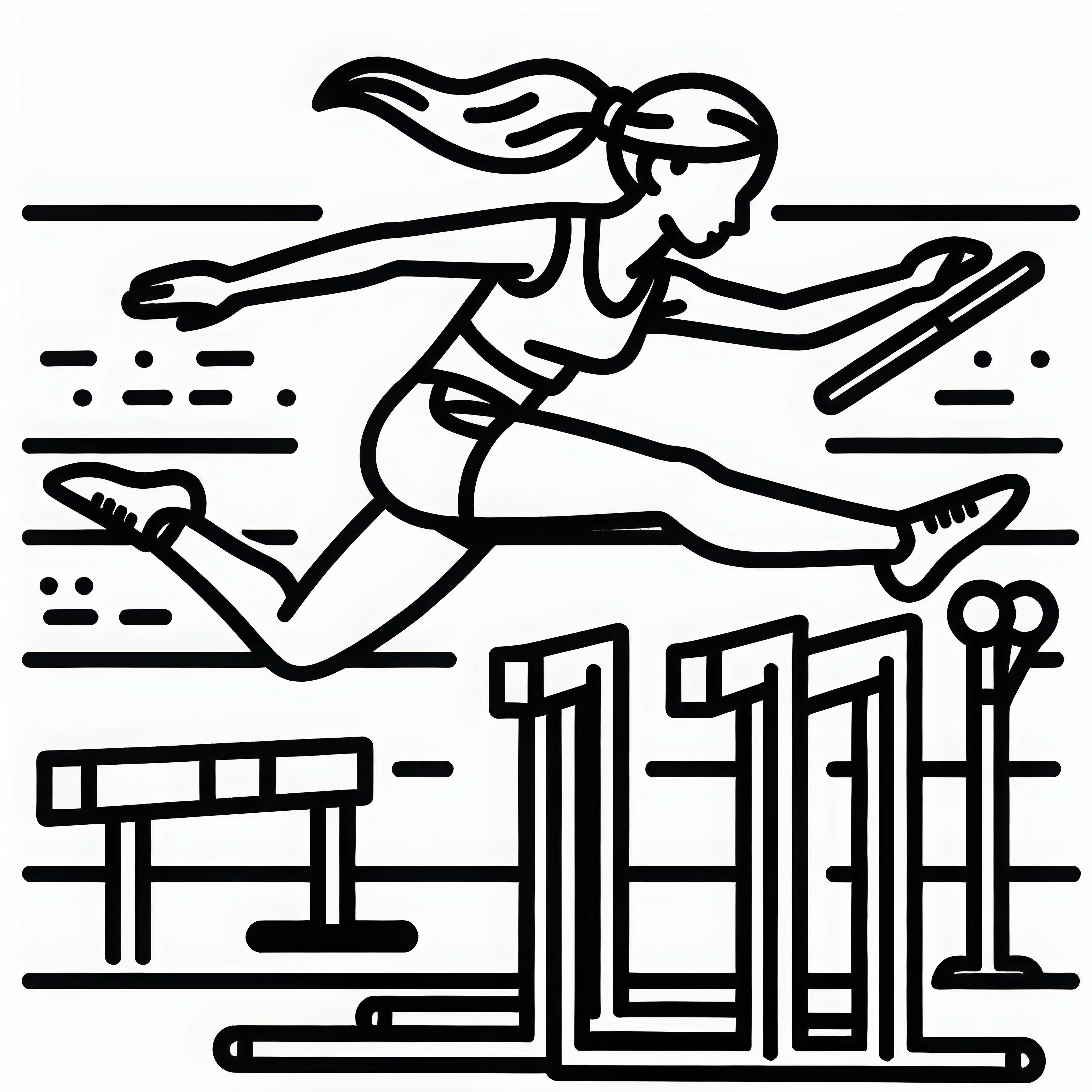 Athlete jumps over a hurdle in the athletics stadium – free coloring page