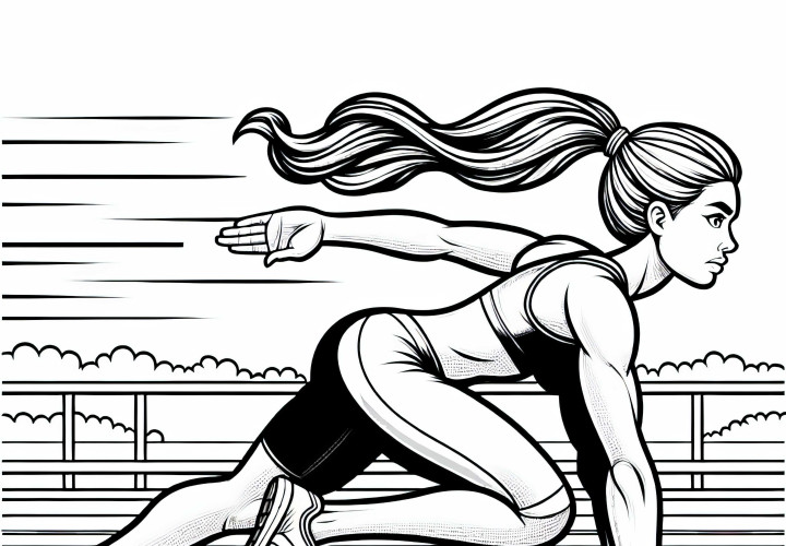 Athlete doing sprint training - Free coloring page Athlete conducting sprint training - Free coloring page