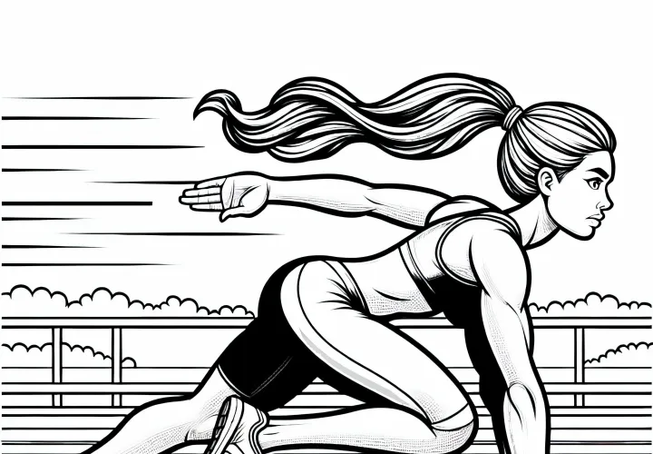 Atlet melakukan latihan sprint - Halaman mewarnai gratis