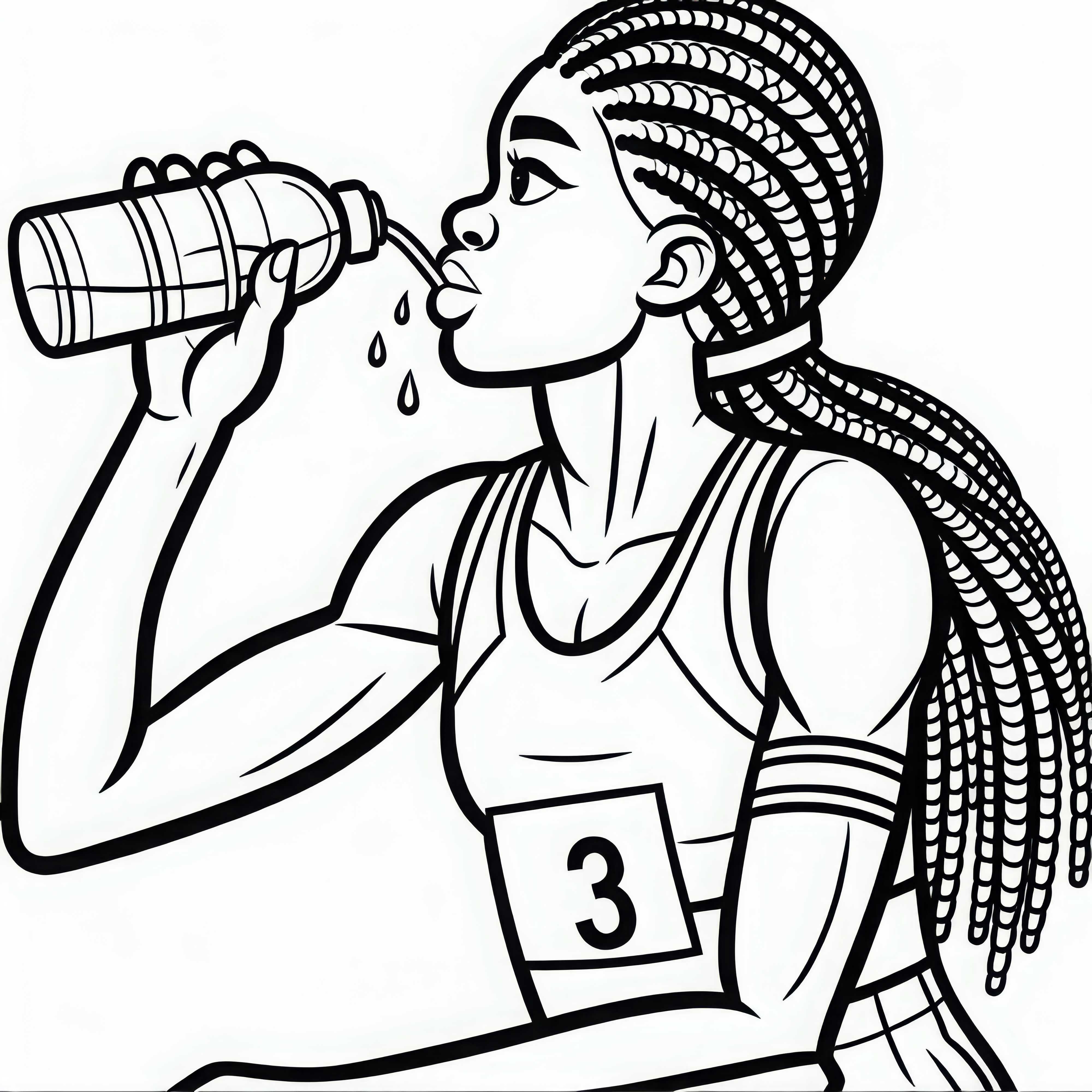 Athlete drinks water after competition – Coloring page free