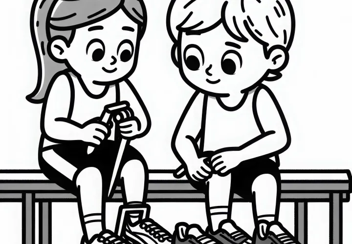 Atlet menguji peralatan olahraga baru template pewarnaan gratis