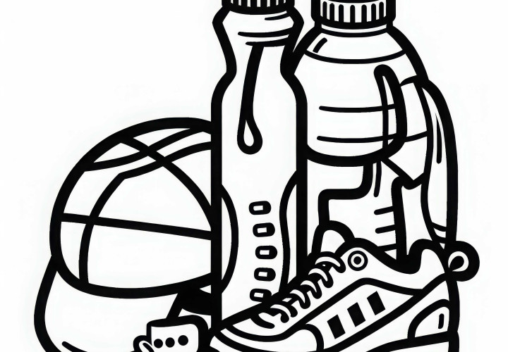 Free coloring page of a sports player's water bottle Free coloring page of a sportsman's water bottle