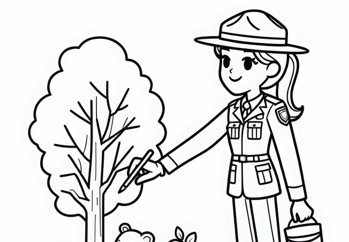 Forskerinde farvelægningsskabelon gratis