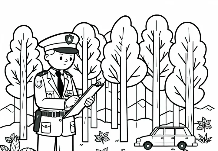 Skovrider inspicerer tilstanden af træerne – Malebillede gratis