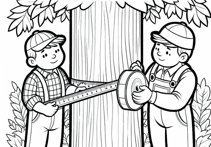 Skovrider måler omkredsen af et træ - Malebillede gratis