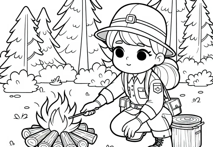Skovrider kontrollerer bålplads for sikkerhed – Malebog gratis