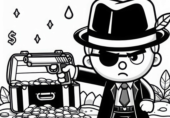 Gangster bedroht jemanden – Malvorlage kostenlos Gangster bedroht jemanden – Malvorlage kostenlos