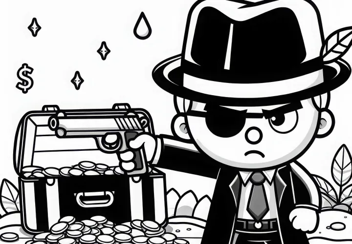 Gangster bedroht jemanden – Malvorlage kostenlos