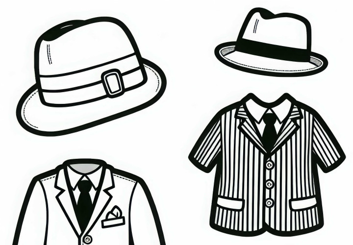 Anzug mit Hut eines Gangsters Malvorlage Kostenlos Anzug mit Hut eines Gangsters Malvorlage Kostenlos