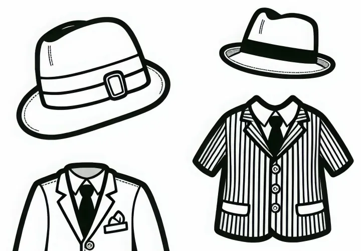 Anzug mit Hut eines Gangsters Malvorlage Kostenlos